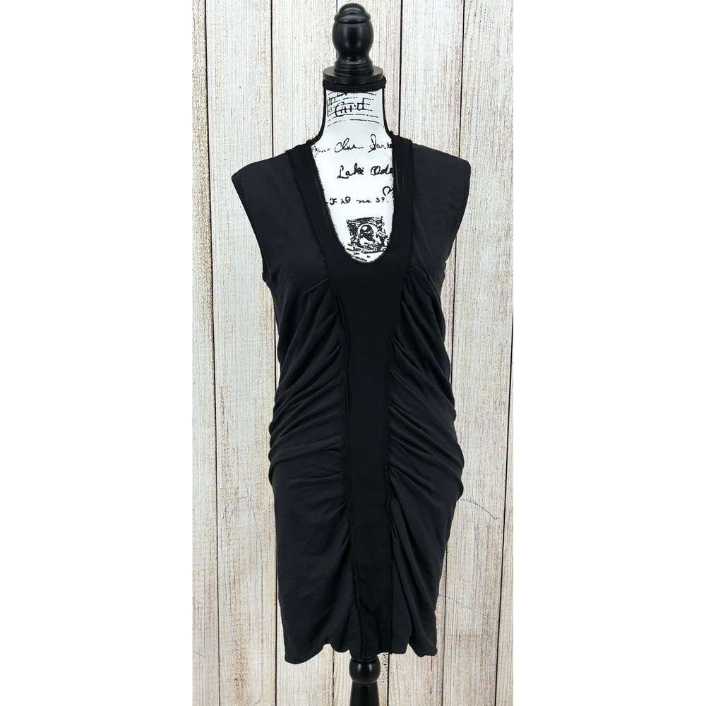 Joes Jeans Bodycon Dress Womens XS Black Linen Sleeveless Ruched Mini NWT